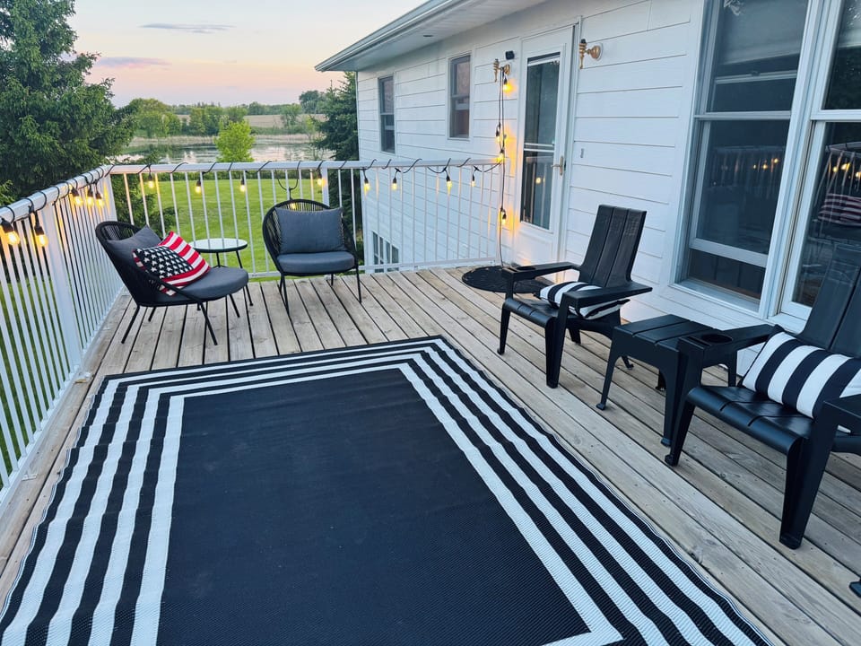 Large deck overlooking 8th and 9th hole