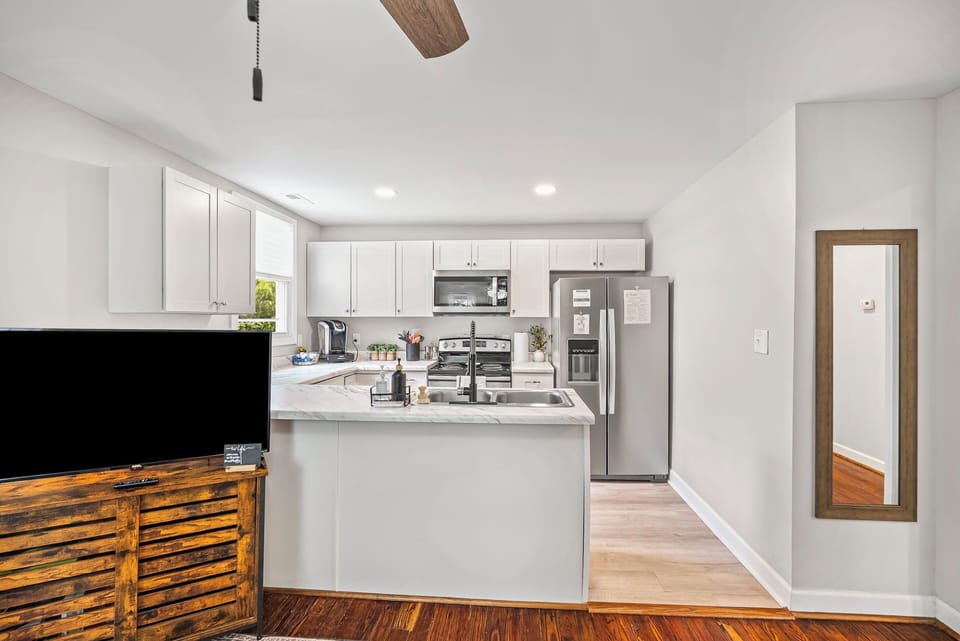 Open concept kitchen/living/dining room
