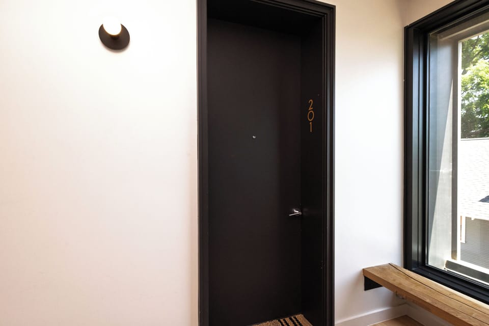 View of the front door to the apartment.