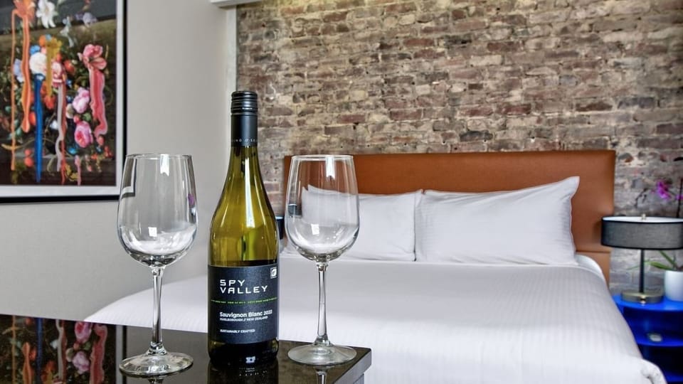 Sip wine and settle into a cozy night in comfort.
