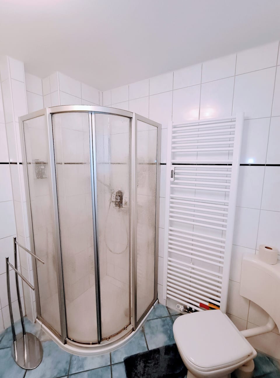 Bathroom is on the first floor, outside the apartment.