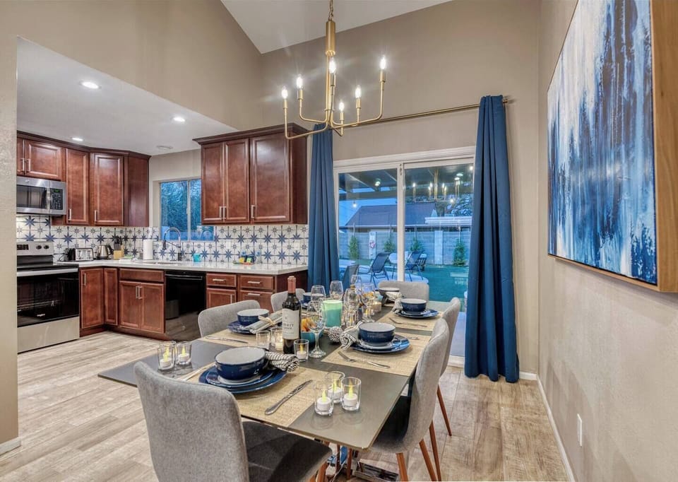 Dining room, open concept kitchen