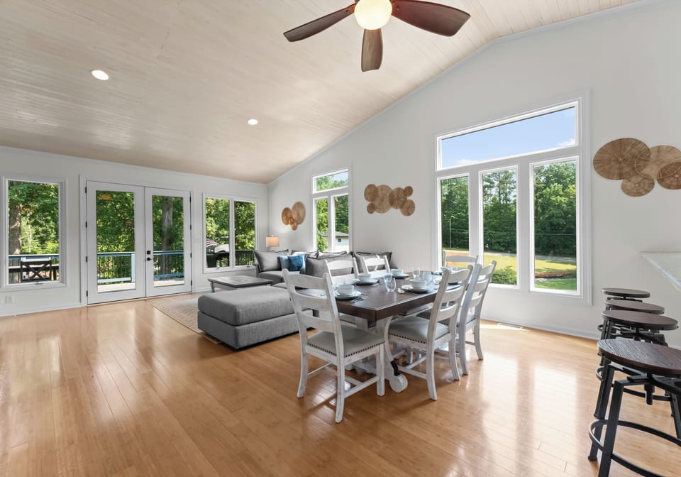 Dining area with natural light.