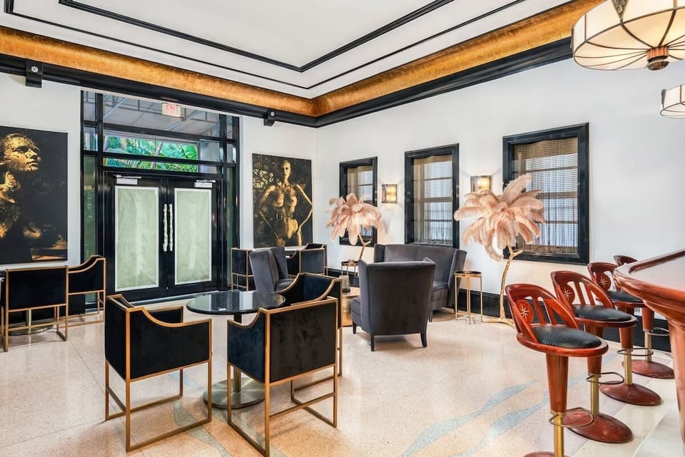 Gather for elegant conversation in this art-filled lounge.