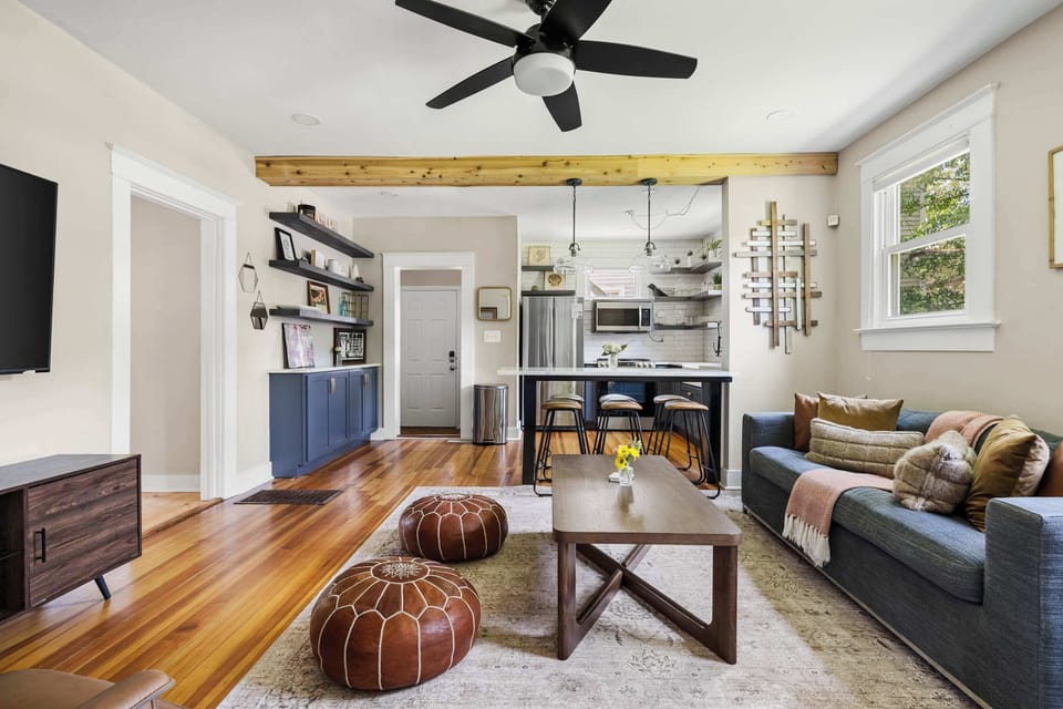Spacious living room with plenty of seating and a Smart TV! 