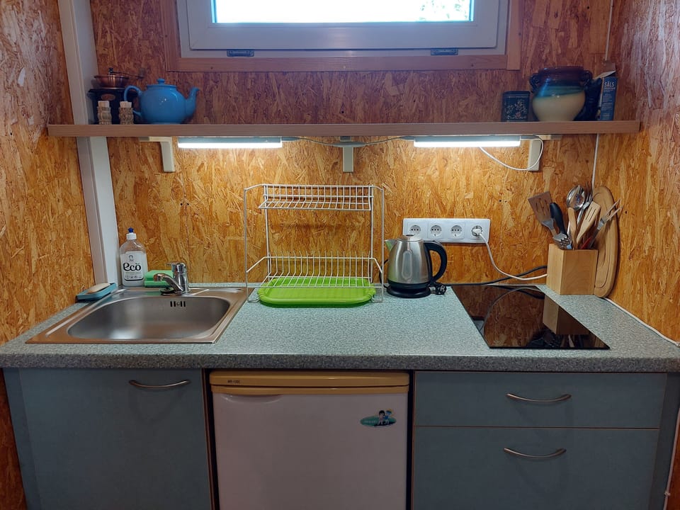 Small kitchen but with all basic equipment, incl. electric stove