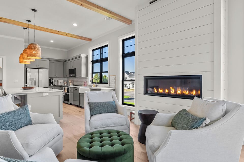 Electric fireplace and comfortable living room!