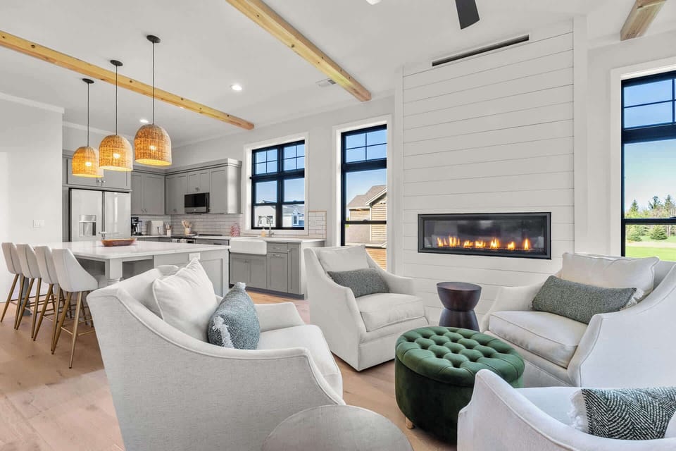 cozy sitting area with fireplace!