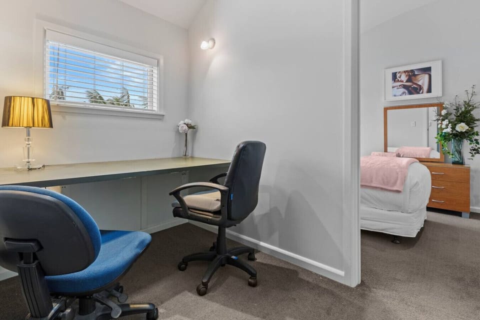 The desk is handy if you need to do any work or study.