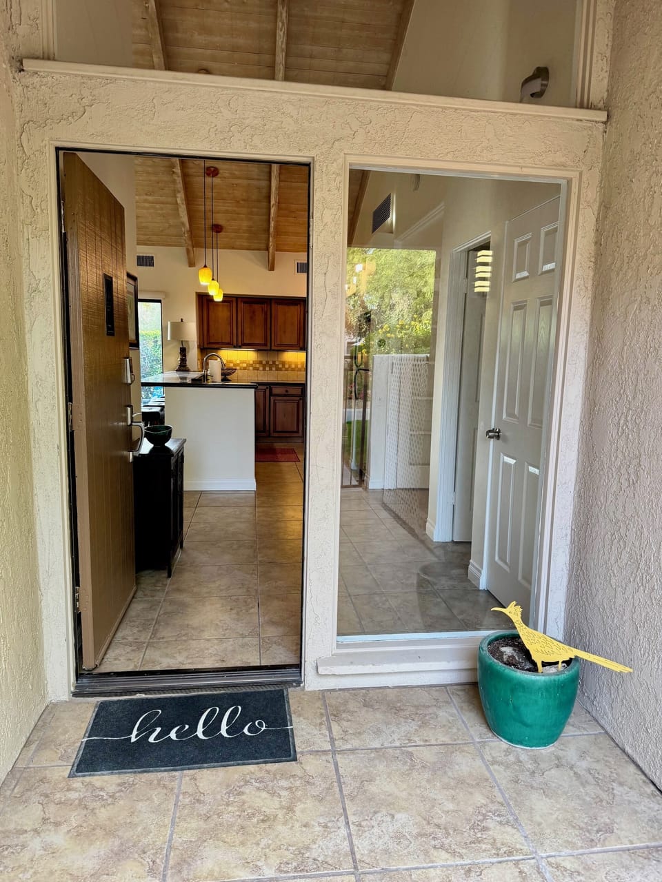 Walking in from front door.