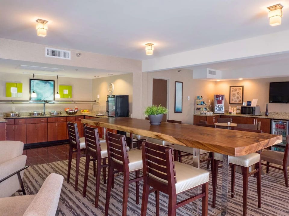 Gather for breakfast and coffee around the inviting communal table.