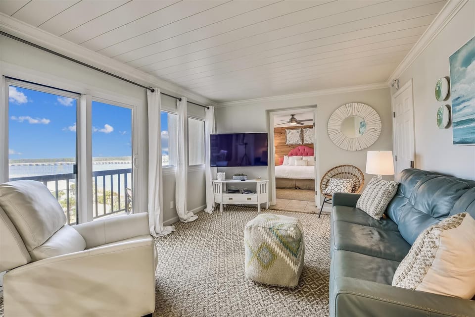 Living room with balcony view
