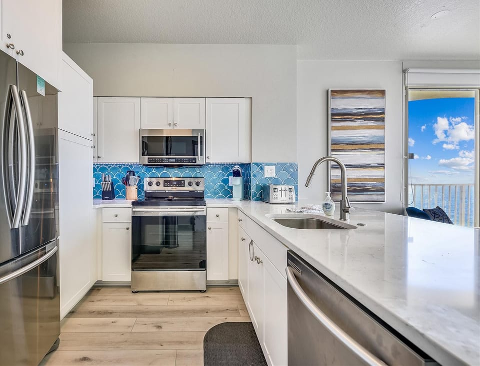 Beautiful kitchen with stainless steel appliances
Keurig and Standard coffee pot