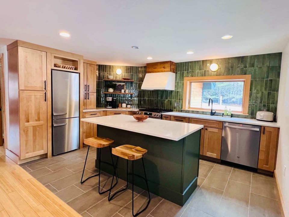 Brand new custom-built fully equipped kitchen with everything you need to cook a meal and more! 