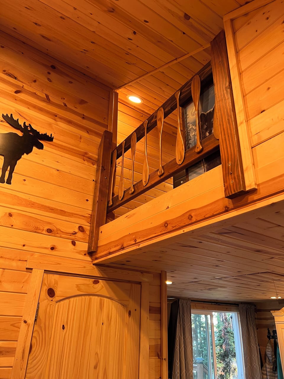 Upper loft in guest cabin with 2 beds
