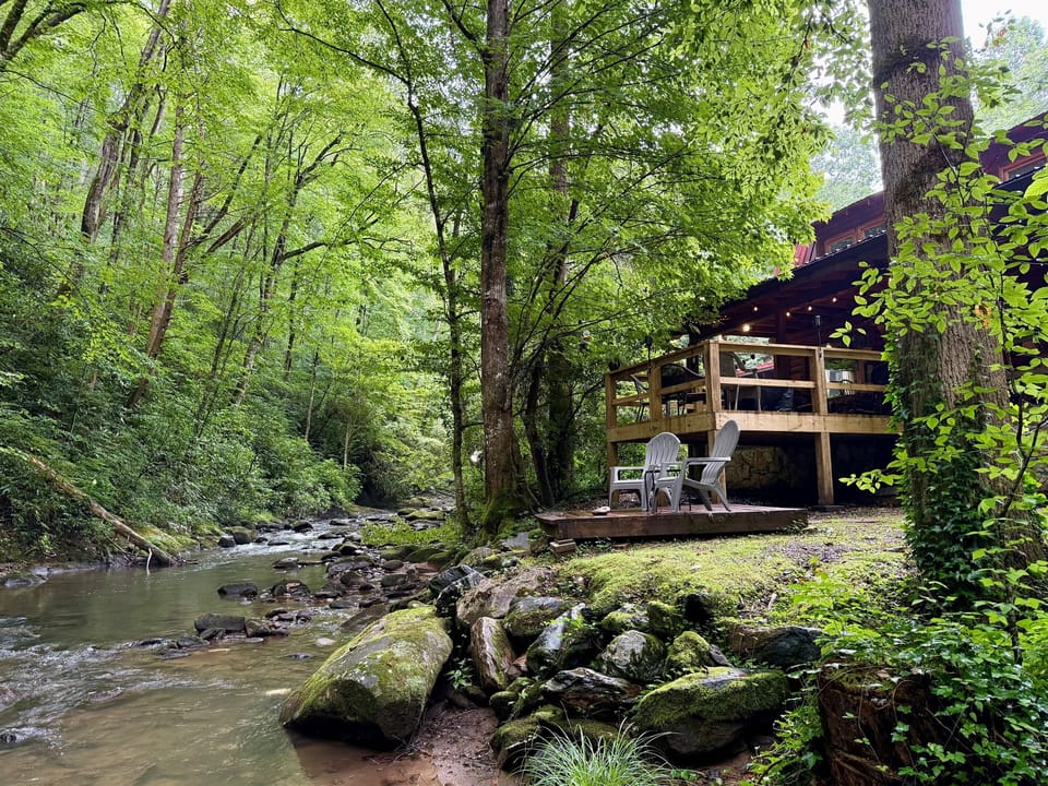 Wake up to the sound of the creek, just beyond your back porch.