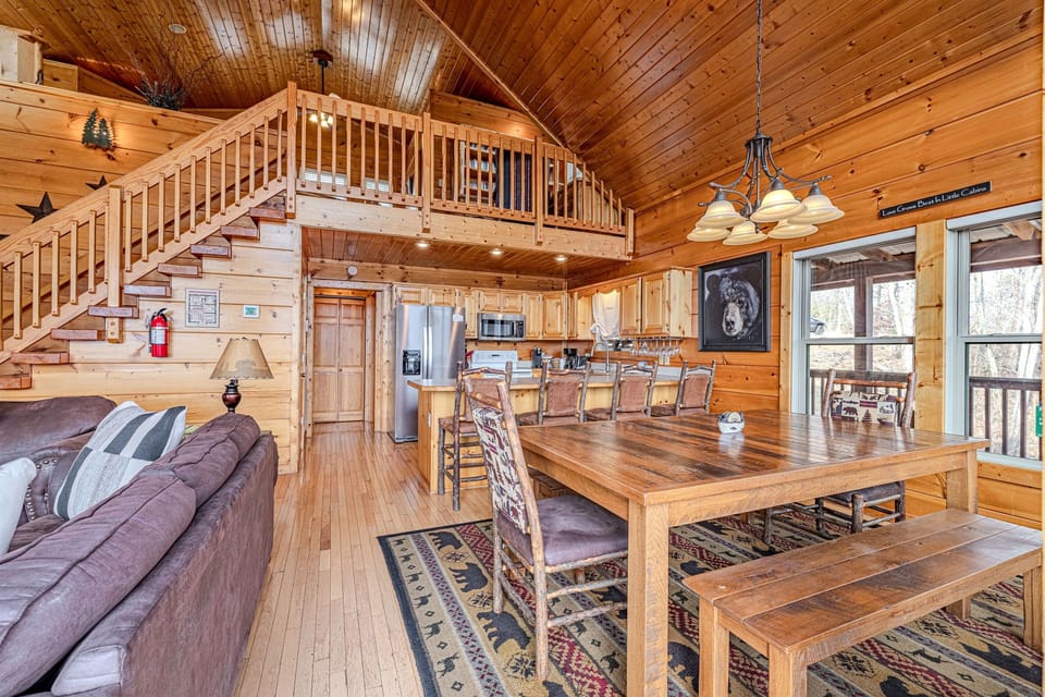 The heart of the cabin is warm, inviting, and ready for your culinary creativity. Enjoy open-concept living where the kitchen flows seamlessly into the rest of the space.