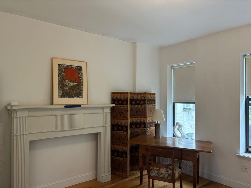 Dedicated work area in 2nd-floor garden bedroom