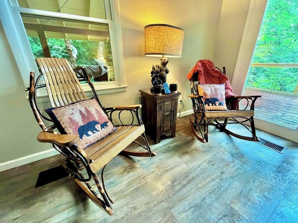 These live wood rocking chairs are extremely comfortable.