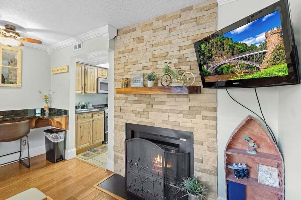 Fireplace in living area