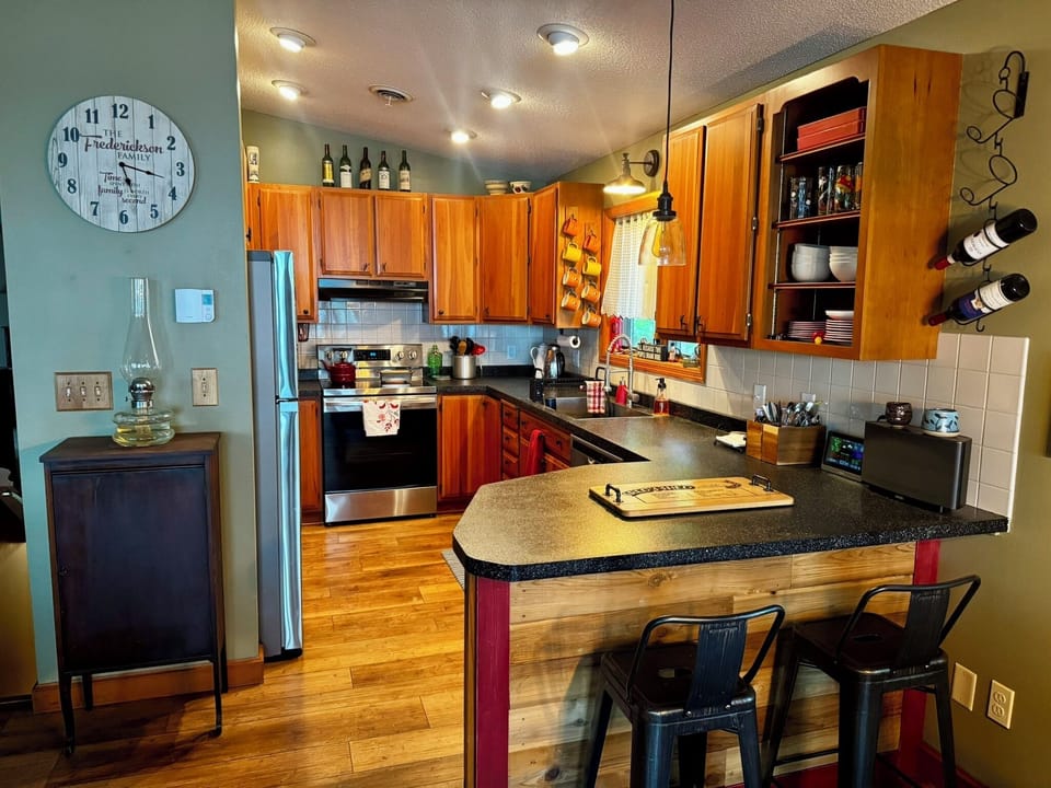 Kitchen and island
