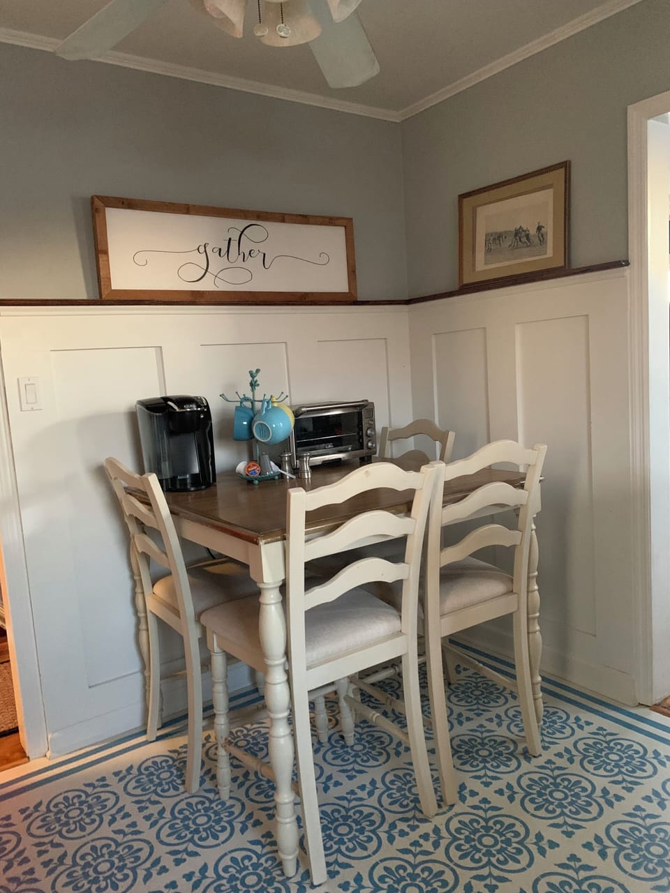 Kitchen table and chairs with coffee