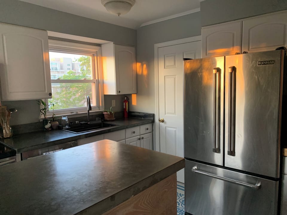 Island and fridge