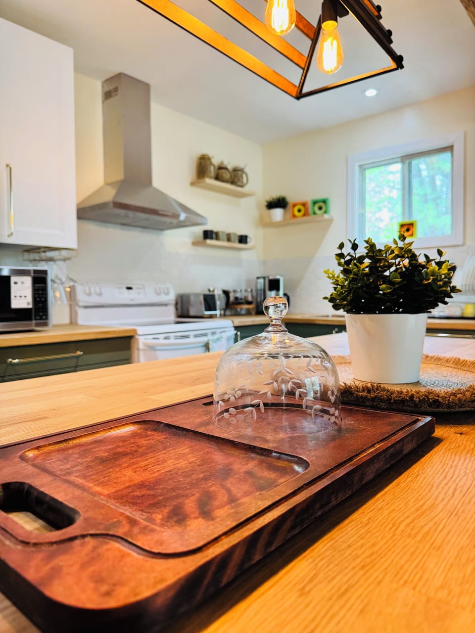 Ambient shot from the countertop showing the kitchen