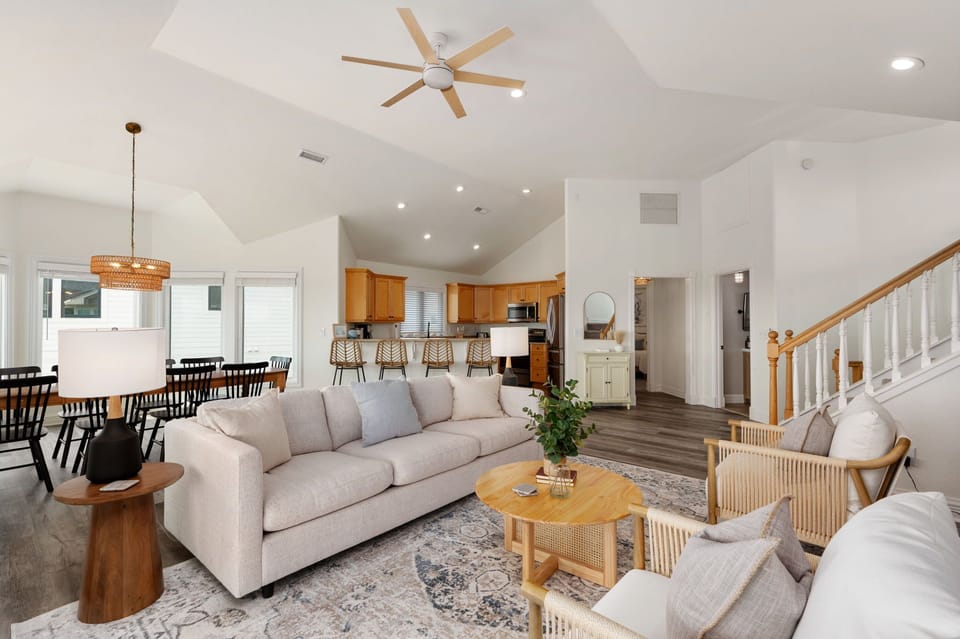 View from Living room Over looking Dining and Kitchen