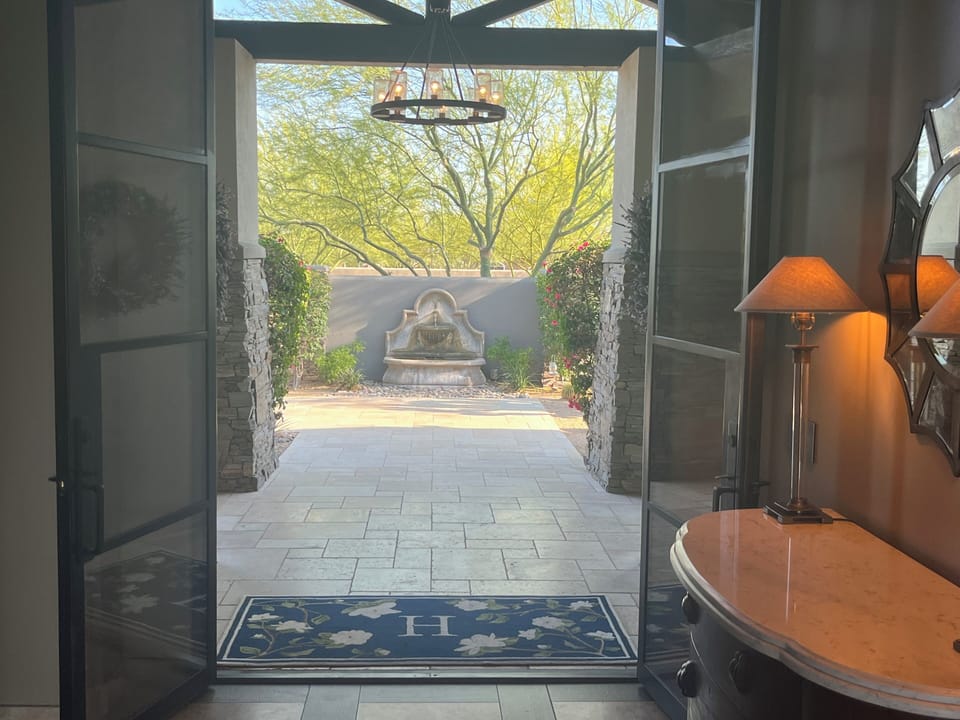 Main House Entry  & Private Gated Front Courtyard w/Fountain