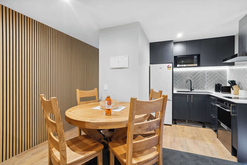 Stylish dining area with modern kitchen flair
