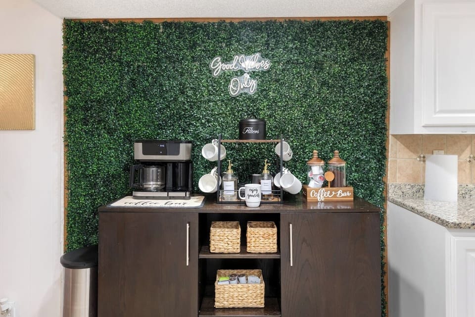 Start your day right with a fresh cup at the in-home coffee bar — designed with both comfort and convenience in mind.