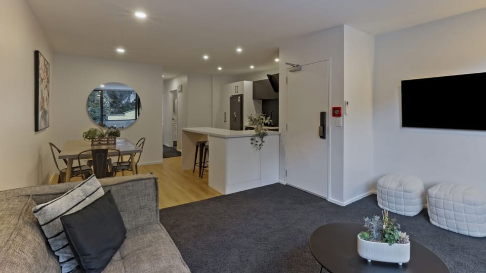Large smart TV in spacious living area