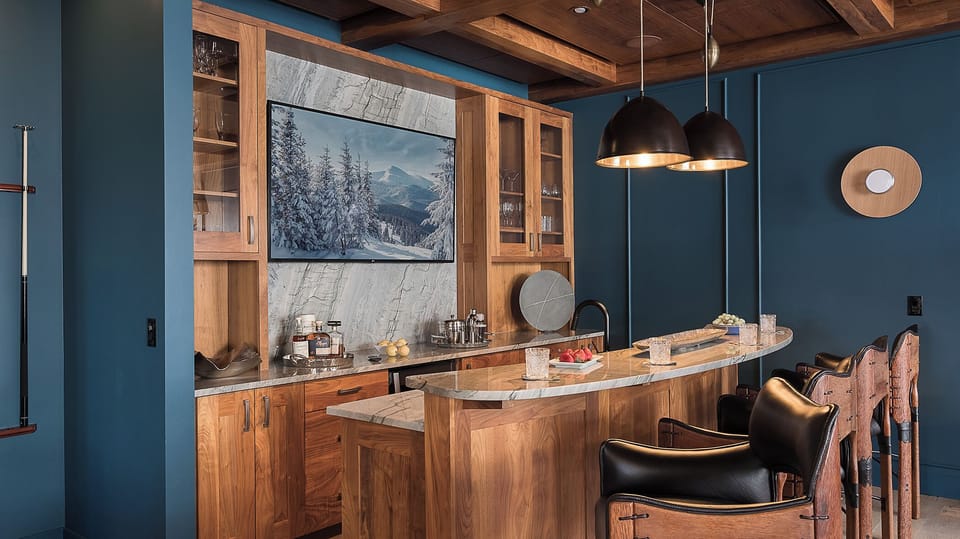 Wet Bar, Main Level - Built-in bar with seating and cabinetry