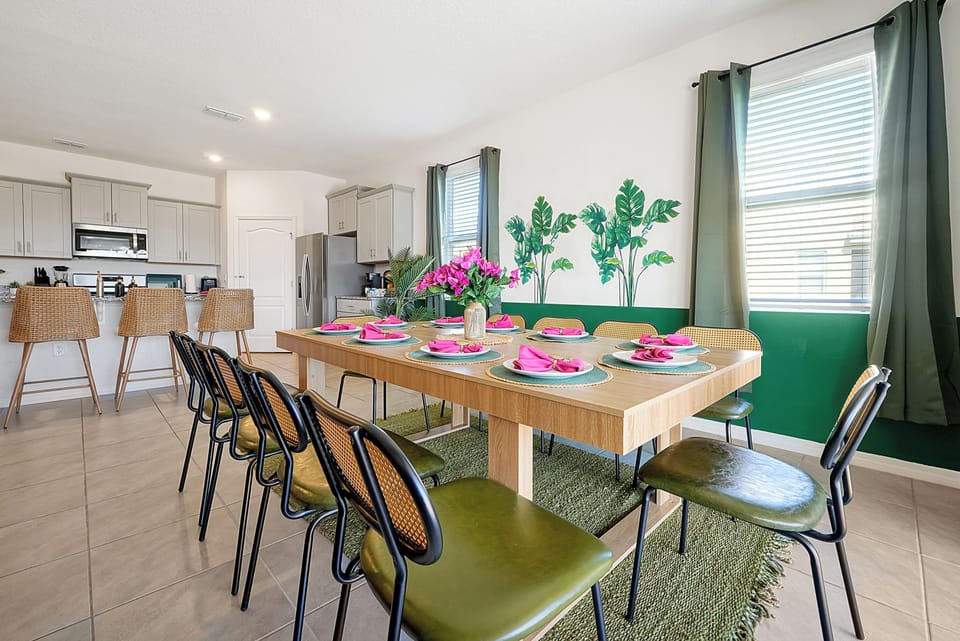 Dining table for 10 just beside the kitchen