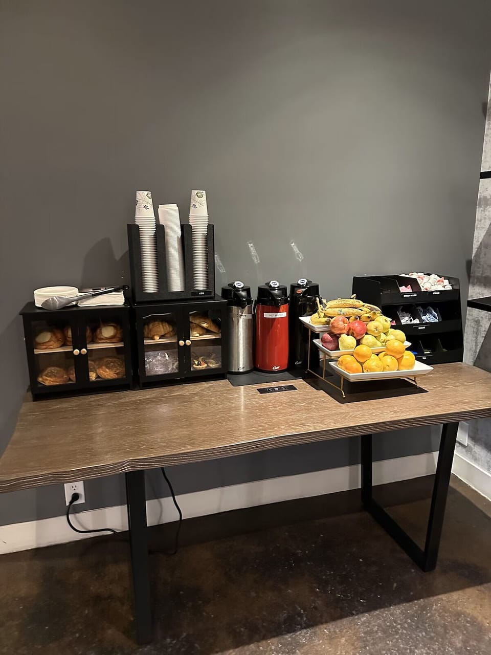 Grab fresh fruit and coffee for an easy morning start.