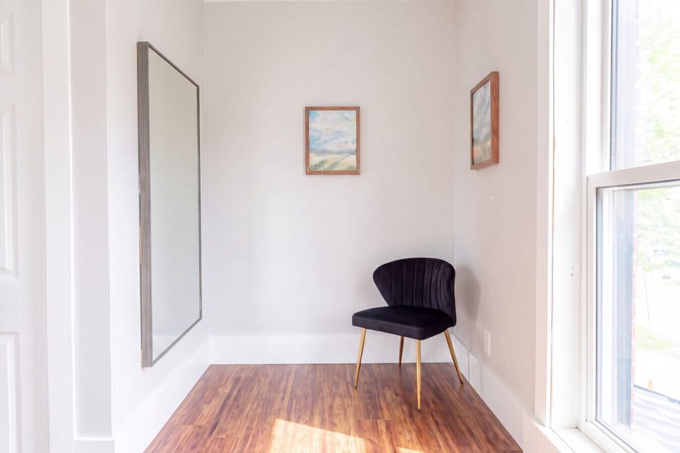 Primary bedroom with king bed
