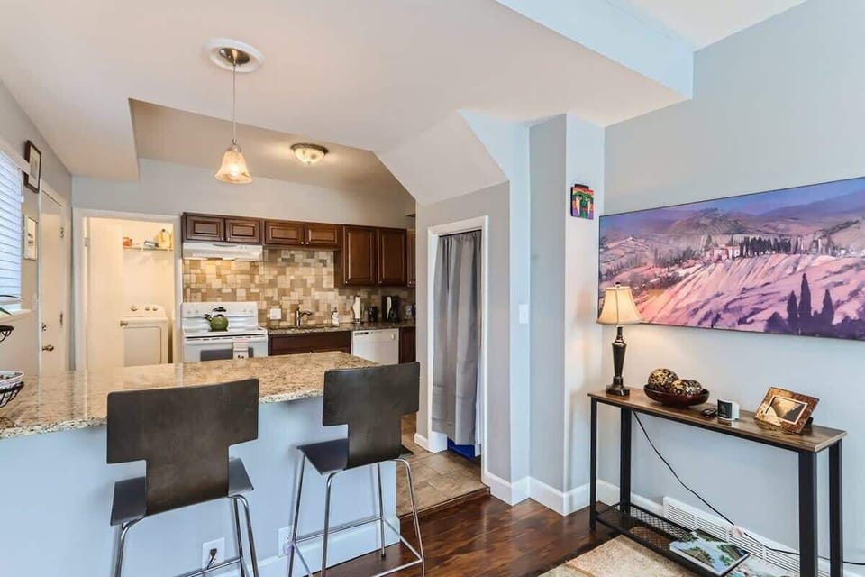 View from the living room into the kitchen
