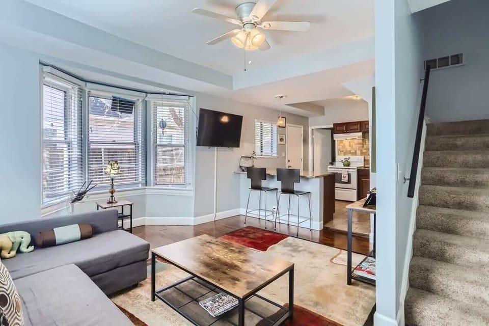 Living Room with view of the kitchen