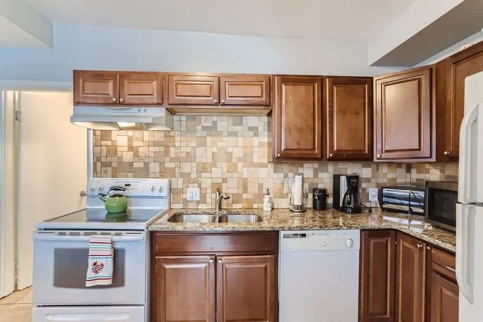 Welcoming kitchen with warm lighting 