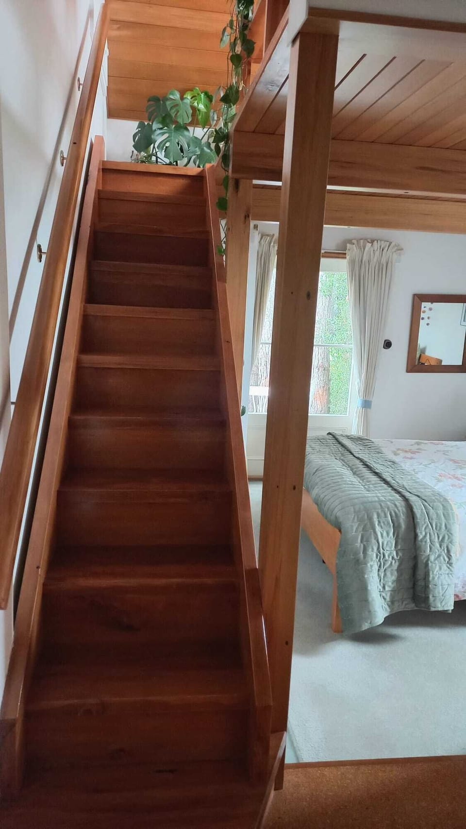 bedroom connects to list room,  large heat pump heats the whole area. 