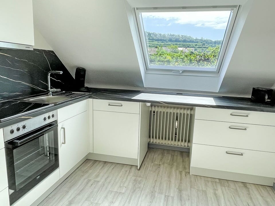 Kitchen, Flooring, Wood, Countertop, Floor, Interior Design, Kitchen Appliance, Major Appliance, Cabinetry, Ceiling