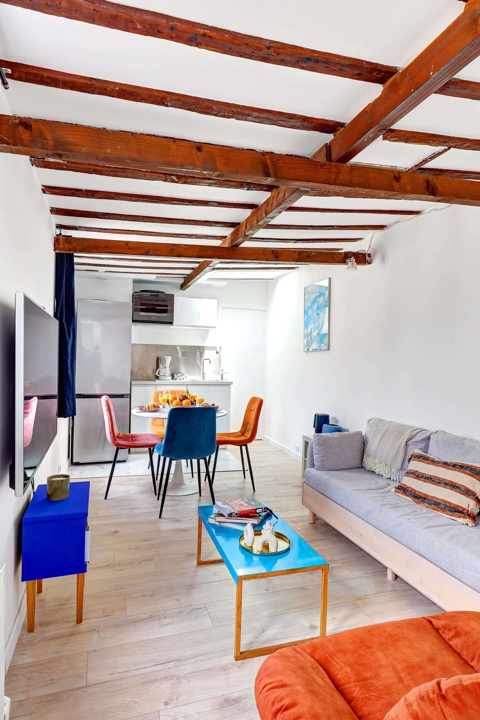 The open-plan living, kitchen and dining area