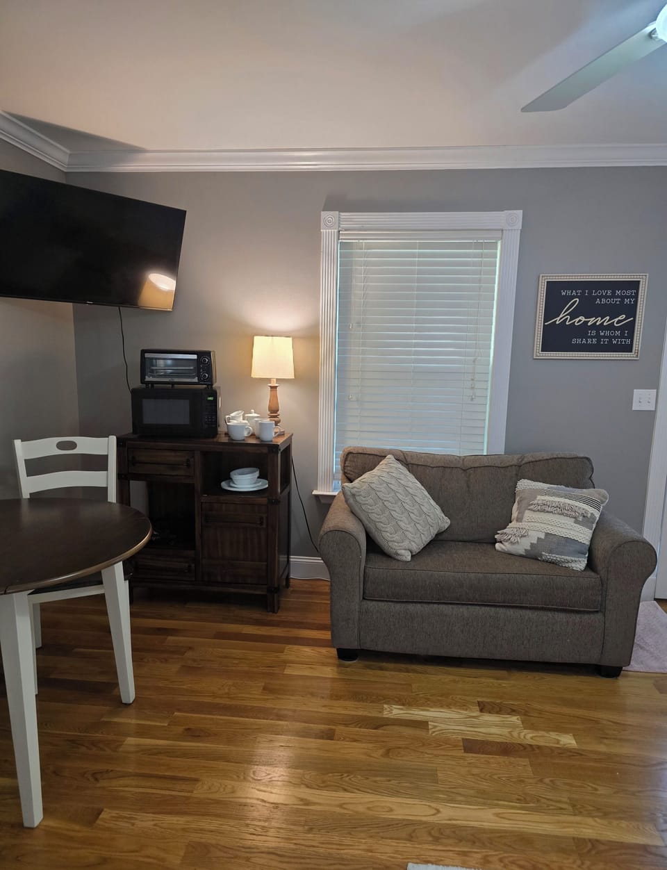 Loveseat turns into a twin bed.