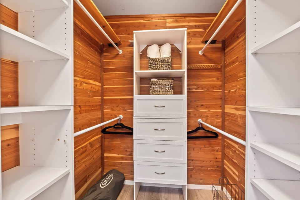 Master closet finished with cedar