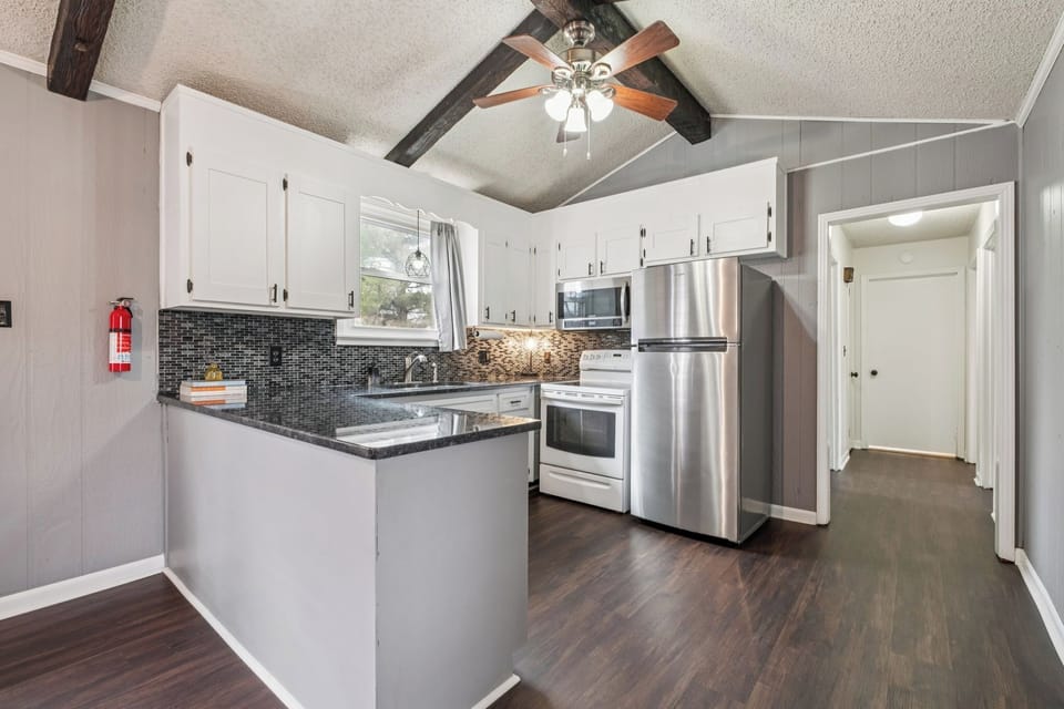 Large newly renovated kitchen with stainless steel appliances