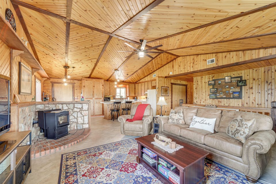 Living Room | 2-Story Home | Gas Fireplace | Central A/C & Heating