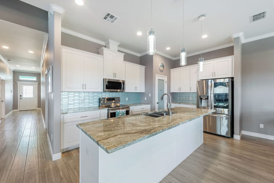 The full kitchen is perfect for preparing the catch of the day.