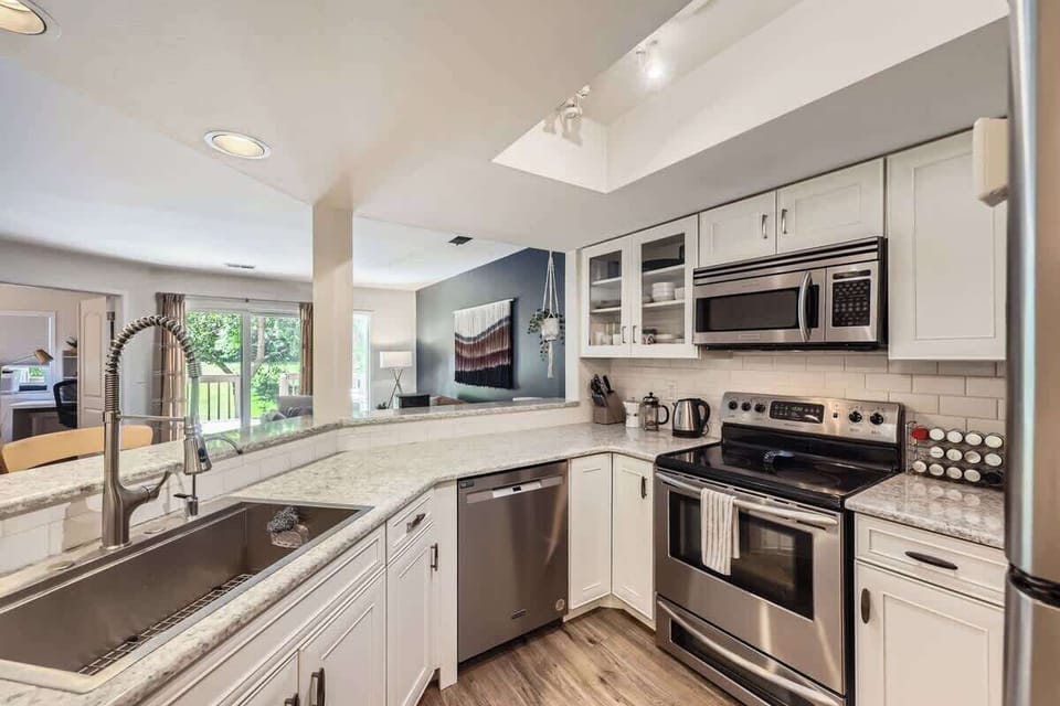Cozy kitchen, comfortable, and inviting.