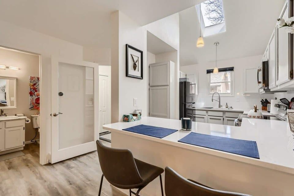 Kitchen and half bathroom on the main level 